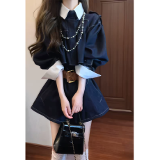 批发韩版气质小众假两件风衣外套女装2026秋冬新款高智感休闲收腰大衣