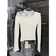 批发性感微透蕾丝拼接露肩上衣女2025秋冬季内搭<b class='q'>网纱</b><b class='q'>打底衫</b>磨毛棉T恤