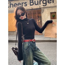 批发灰色<b class='q'>打底衫</b>女半高领内搭秋冬季2025新款小香风高级感中领长袖上衣