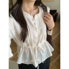 批发2026秋新款<b class='q'>韩国</b>东大门<b class='q'>代购</b>女装And时尚系带气质长袖衬衫