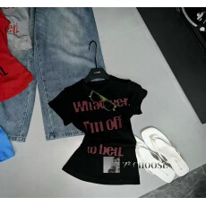 批发十三行2026春夏新款字母印花<b class='q'>短袖</b><b class='q'>T</b><b class='q'>恤</b>女美式辣妹修身显瘦短款上衣