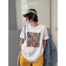 批发夏季新款美式零食图案印花红线刺绣圆领<b class='q'>短袖</b><b class='q'>t</b><b class='q'>恤</b>女