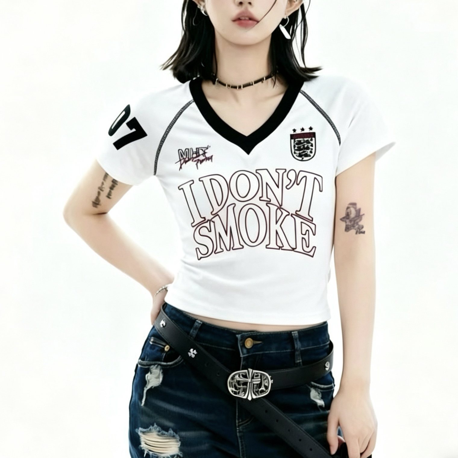 2026 새로운 아메리칸 레트로 알파벳 프린트 반팔 티셔츠 여성 고급 센스 몸매 가꾸기 슬림해 보이는 맨위