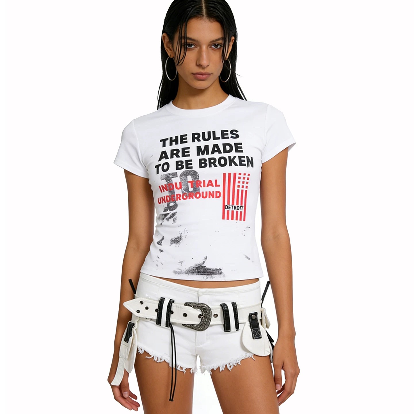 xpkaeax 아메리칸 레트로 높음 거리 프린트 반팔 티셔츠 여성 여름 ins 조수 브랜드 긍정적 인 어깨 차가운 매운맛 몸매 가꾸기 작은 맨위