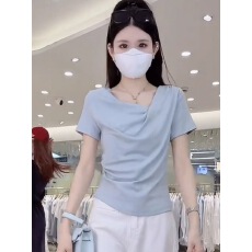 批发2026夏季新款<b class='q'>甜美</b>洋气休闲短袖T恤女装时髦修身显瘦减龄百搭上衣