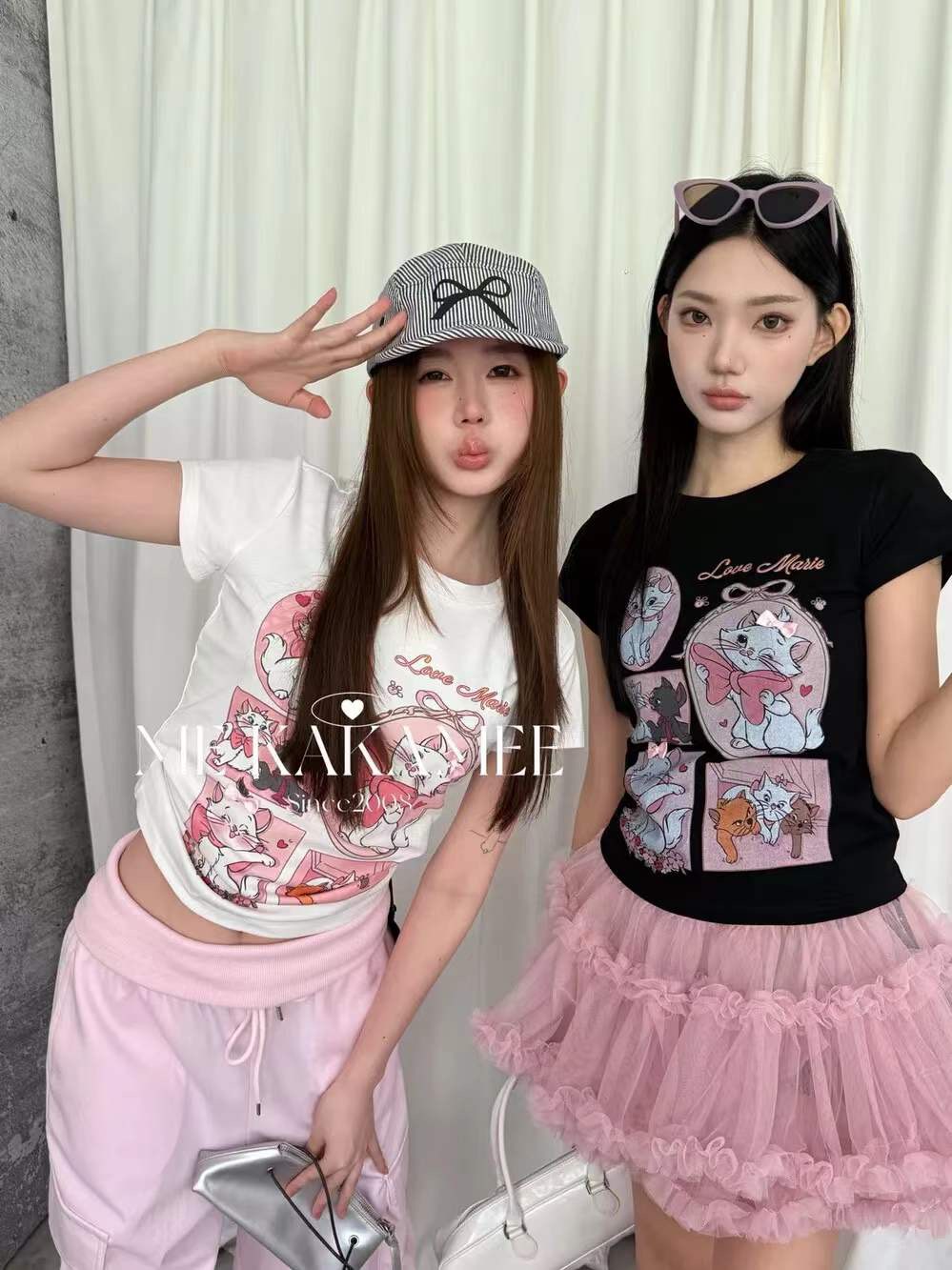 me kakamee 신제품 달콤한 매운맛 3 차원 나비 매듭 메리 고양이 스프레이 회화 작은 에디션 높은 탄력성 반팔 티셔츠