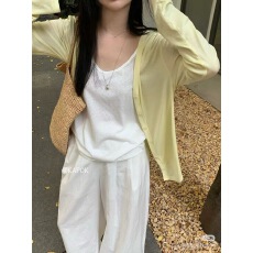 批发辣妹套装灰色<b class='q'>长袖</b>开衫小<b class='q'>外套</b>女装夏季内搭白色吊带背心上衣两件套