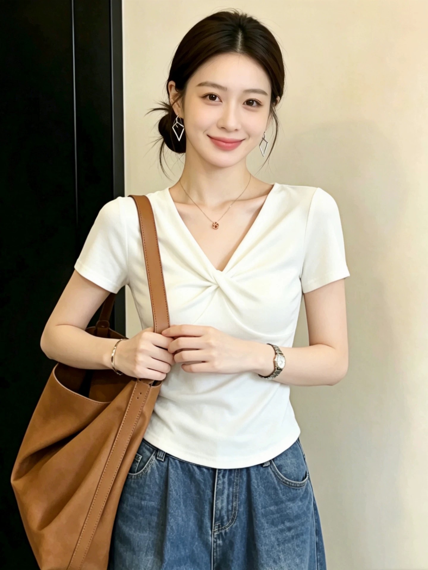 화이트 오프숄더 반팔 티셔츠 여성 의류 2026 새로운 여름 디자인 센스 몸매 가꾸기 슬림해 보이는 핫걸 오프숄더 맨위 서비스