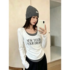 批发假两件长袖<b class='q'>T</b><b class='q'>恤</b>女2026秋新款韩系 设计感小众修身显瘦百搭减龄上衣