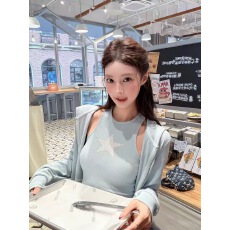 批发秋韩系连帽宽松拉链卫衣外套+印花<b class='q'>吊带</b>背心两件套装女