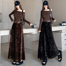 批发高级感亮片鱼尾半身裙女秋冬新款高腰显瘦百搭<b class='q'>气质</b>包臀a字大摆裙