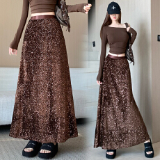 批发高级感亮片鱼尾半身裙女秋冬新款高腰显瘦百搭<b class='q'>气质</b>包臀a字大摆裙