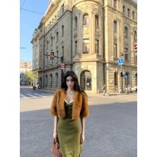 批发棕色<b class='q'>短</b>款皮草上衣女冬季新款富家千金穿搭显瘦毛毛外套