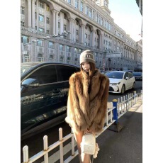 批发CC皮草“雾染松绒”定染双色立领进口仿狐狸毛腹毛晕染皮草外套