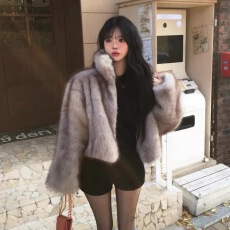 批发Shawne 25s冬新<b class='q'>韩国</b>代购 小众柔软蓬松毛茸茸荷叶边皮草<b class='q'>外套</b>