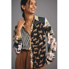 批发<b class='q'>欧美</b>跨境<b class='q'>外贸</b>印花衬衫衬衣女夏新款东南亚春秋通勤中长款开衫上衣