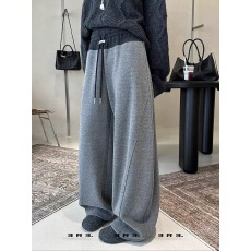 批发3R3拼接抽绳松紧高腰<b class='q'>休闲</b>裤女冬季新款百搭宽松加绒弯刀长裤潮ins