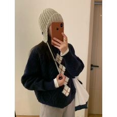 批发韩系慵懒风加厚圆领麻花毛衣女2025冬季新款设计感休闲百搭上衣