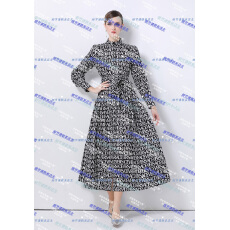 批发实拍-欧美时尚<b class='q'>宫廷</b>风立领单排扣印花<b class='q'>连衣裙</b>