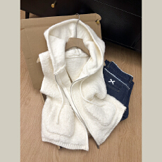 批发连帽针织羊羔毛马甲女2025新款设计感高级休闲<b class='q'>百搭</b>无袖上衣