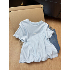 批发重工烫钻雪花面T恤短袖女夏季202新款薄款减龄<b class='q'>甜美</b>圆领宽松上衣