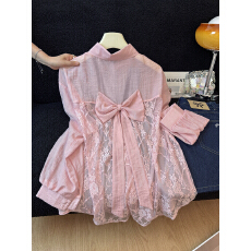 批发镂空露背蕾丝拼接天丝长袖<b class='q'>衬衫</b>女2026夏季新款防晒衫宽松百搭上衣