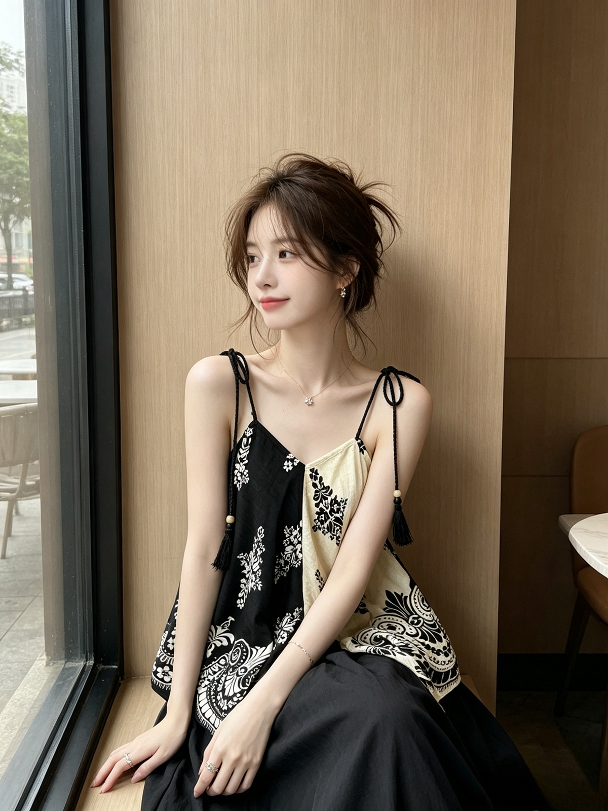 이름 가족 바람 토템 고급 센스 배색 캐미솔 2026 여름 새로운 세 착용 법 민소매 맨위 작은 셔츠