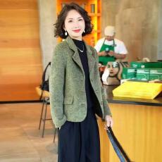 批发2025秋季上新时尚网红西装领<b class='q'>修身</b>双面羊毛大衣女短款减龄长毛<b class='q'>外套</b>