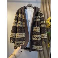 批发时尚爆款外套女2025秋冬新款韩版加绒条纹外套女<b class='q'>显瘦</b>气减龄遮肉