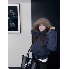 批发aassss 菲奥娜 三星90安心绒 藏青加厚羽绒服<b class='q'>外套女</b><b class='q'>短</b>款冬季毛领