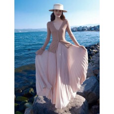 批发巨好看的春装大方得体名媛气质高级感温柔风粉色开衫<b class='q'>连衣裙</b>套装女