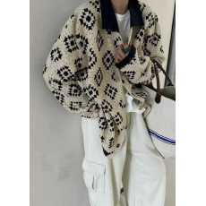 批发法式复古松弛感春秋新款刺绣钩花翻领<b class='q'>针织</b><b class='q'>开衫</b>外套毛衣女