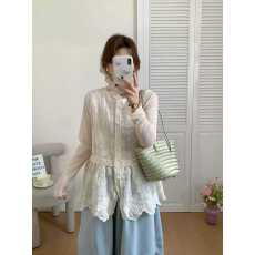 批发26年早春甜美森系减龄蕾丝<b class='q'>网纱</b>重工刺绣女早春新款叠穿