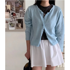 批发2026春装新款花边简约针织<b class='q'>开衫</b><b class='q'>女</b>气质显瘦百搭短款外套