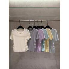 批发时尚气质短袖针织衫女夏季薄款时髦洋气修身百搭体恤独特别致上衣