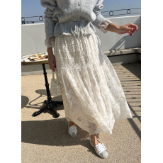 批发韩国chic春夏减龄复古蕾丝<b class='q'>半身裙</b>女松紧高腰显瘦百搭气质A字长<b class='q'>裙</b>