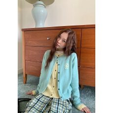批发韩系~慵懒感早秋撞色假两件毛衣<b class='q'>开衫</b>女秋新内搭可外穿<b class='q'>针织衫</b>外套