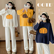 批发<b class='q'>实拍</b><b class='q'>孕妇装</b>秋装2025新款秋冬外穿提花套头长袖宽松休闲百搭上衣女