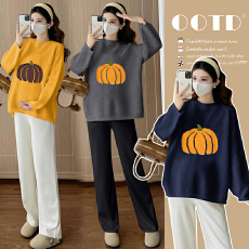 批发<b class='q'>实拍</b><b class='q'>孕妇装</b>秋装2025新款秋冬外穿提花套头长袖宽松休闲百搭上衣女