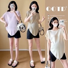 批发实拍 2026孕妇<b class='q'>装</b>夏<b class='q'>装</b>高品质曲珠针织孕妇上<b class='q'>衣</b>韩版宽松<b class='q'>大码</b>