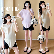 批发实拍 2026孕妇装<b class='q'>夏</b>装高品质曲珠针织孕妇上衣韩版宽松大码