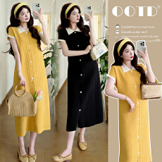 批发实拍 2026夏季新款孕妇装韩版宽松孕妇连衣裙百搭翻领短袖<b class='q'>针织裙</b>