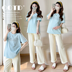 批发实拍 2026<b class='q'>夏</b>季新款孕妇装圆领刺绣上衣宽松休闲T恤百搭款大码女装