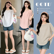 批发实拍2026新款孕妇装夏季短袖蝙蝠针织衫<b class='q'>韩版</b>纯色宽松大码百搭上衣