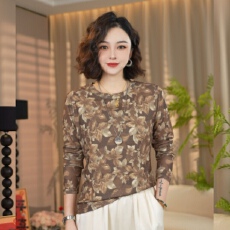 批发双层肌肤网纱上衣高级感显瘦打底小衫女春秋新款高端印花t恤