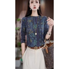 批发秋冬新款长袖t恤女士圆领复古打底衫气质宽松<b class='q'>妈妈装</b>减龄加厚上衣