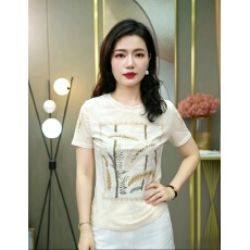 批发双层网纱印花T恤女士夏季<b class='q'>妈妈</b><b class='q'>装</b>圆领<b class='q'>半袖</b>洋气设计感小衫上衣