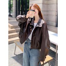 批发美拉德咖色皮衣外套女秋季2025新款高级感炸街休闲甜酷风pu皮夹克