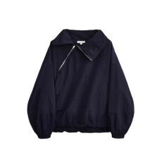 批发【孙颖莎同款】藏青色斜拉链轻薄卫衣设计时髦运动上衣25秋冬新款