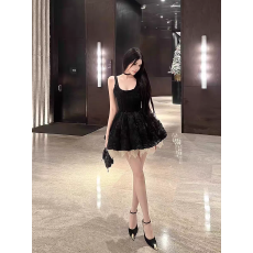 批发千金法式浮雕蕾丝花朵刺绣小<b class='q'>礼服</b><b class='q'>裙</b>鱼骨收腰蓬蓬网纱不规则连衣<b class='q'>裙</b>